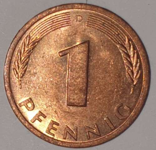 1981 D - 1 PFENNIG - ONE PFENNIG - GERMANY - FEDERAL REPUBLIC - (Copper Plated Steel)